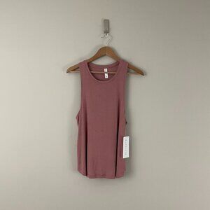 Athleta Rib Knit Sleep Tank Top in Mauve Rose Pink Size Small